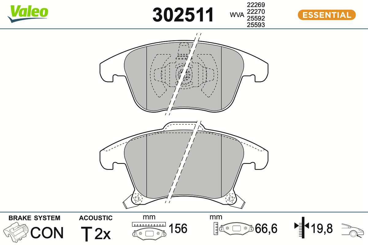 Jogo de 4 pastilhas de travão VALEO ref. 302511